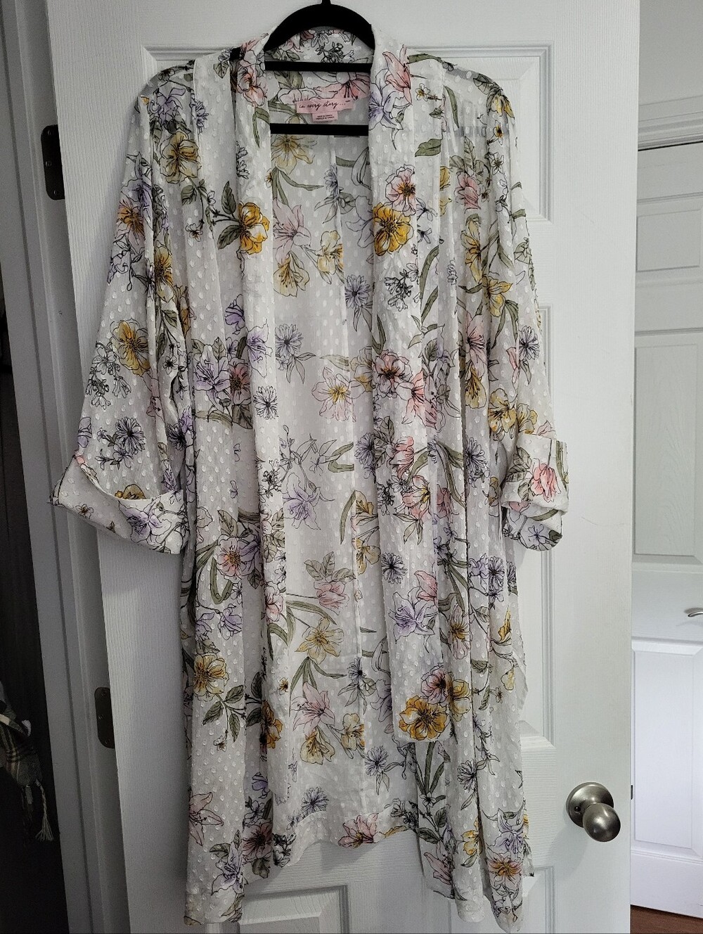 Floral Sheer Dotted Robe Cardigan